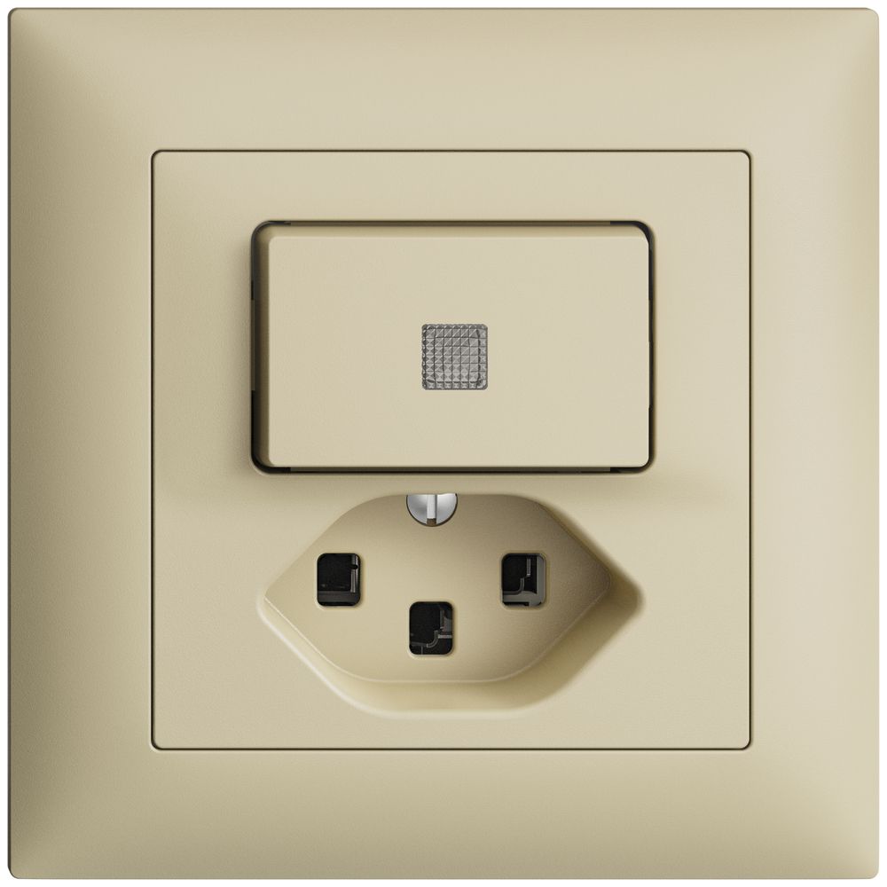 UP-Leuchtkombination A-R/1L+T23 vanille, LS EDIZIOdue mit Linse, LED gelb