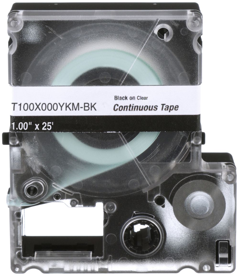 Cassetta di etichette Panduit MP, nastro continuo, 24×9100mm nero su traspar.