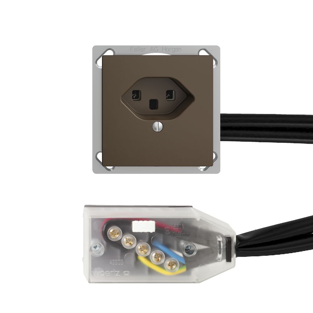 Prise INC EDIZIOdue T23 L2 coffee pour câble plat Technofil