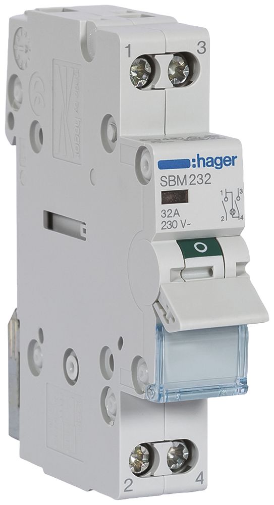 REG-Ausschalter Hager SBM 32A 230V 2 Schliesser 0 Öffner 1 Wechsler
