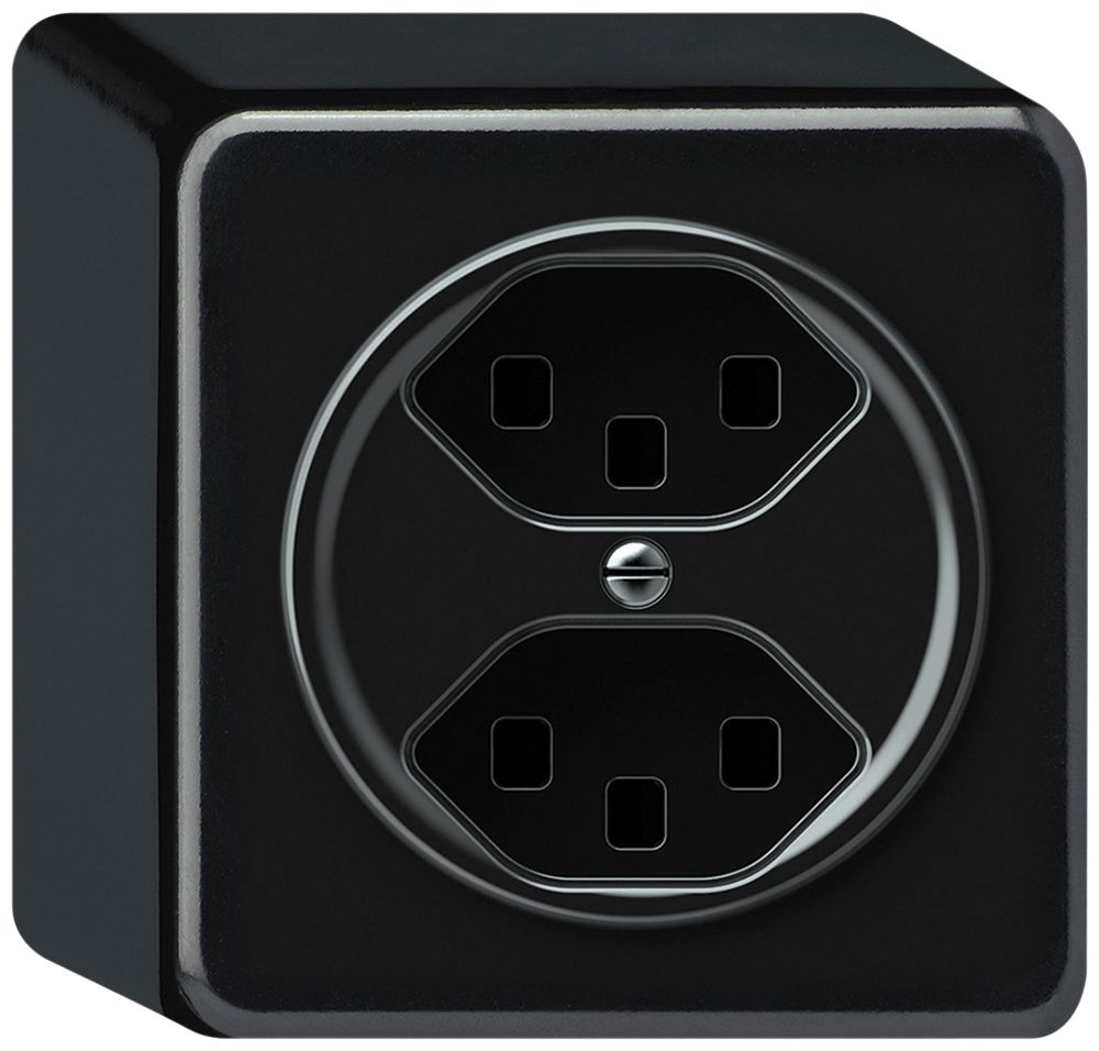 AP-Steckdose origin 2×Typ 23 16A 230V 88×88×54mm schwarz