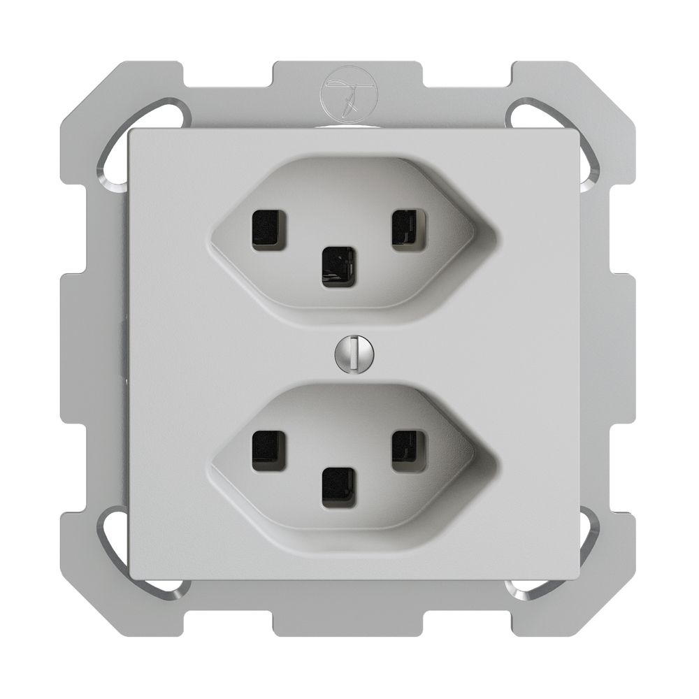 UP-Steckdose 2×T23 16A EDIZIOdue hellgrau, mit Steckklemmen