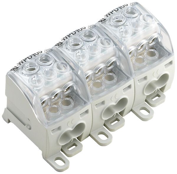Blocco di distribuzione WM WPD 305 1P 214A 3×ingr 15×usc 1.5…25mm² 1.5…35mm²