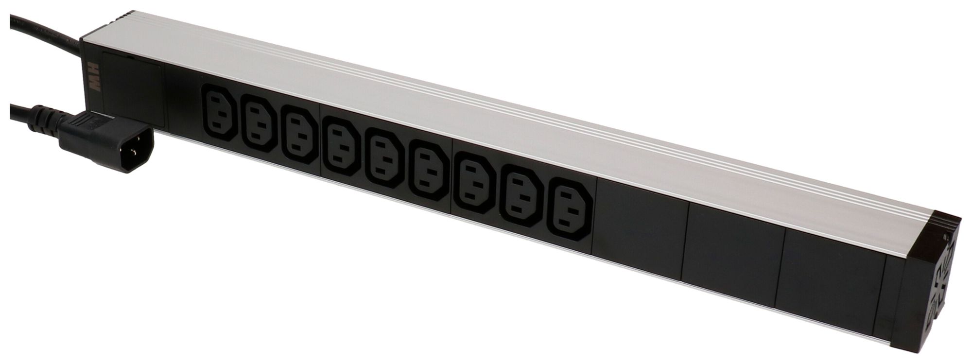Prise multiple 19" MH maxCONNECT 9×C13 1UH Td 3×1.5mm² 1×C14 3m noir/aluminium