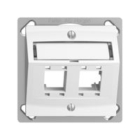 Kit montaggio INC EDIZIOdue, con cappa di uscita obliqua, per 2×RJ45, bianco