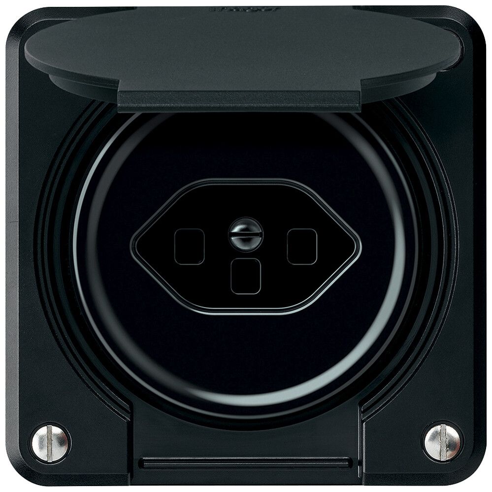 UP-Steckdose robusto 1×T23 16A 250V 86×86mm IP21 schwarz
