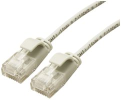 Patchkabel RJ45 ROLINE Slim, Kat.6A U/UTP, rund, grau, 0.15m