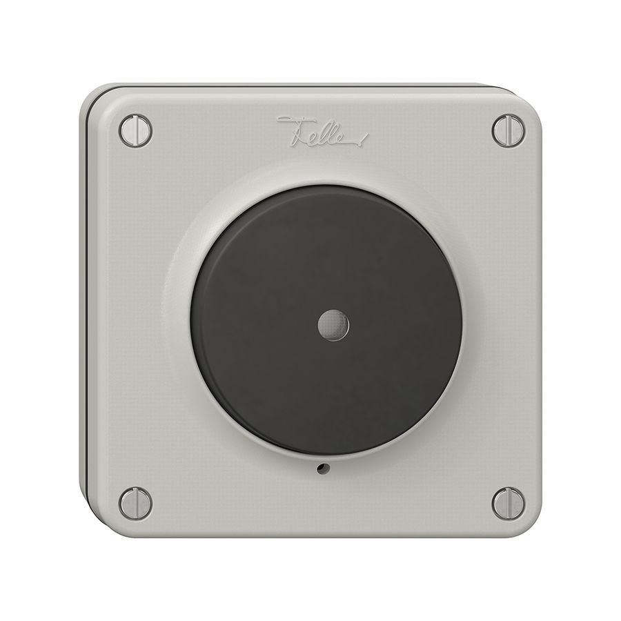 NUP-Leucht-Druckschalter NEVO, m.Frontlinse, LED gelb, S3/1L, lichtgrau