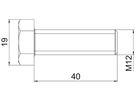 Sechskantschraube BET SKS M12×40mm 1×Mutter M12 2×U-Scheibe Ø13×23/Ø13×36mm
