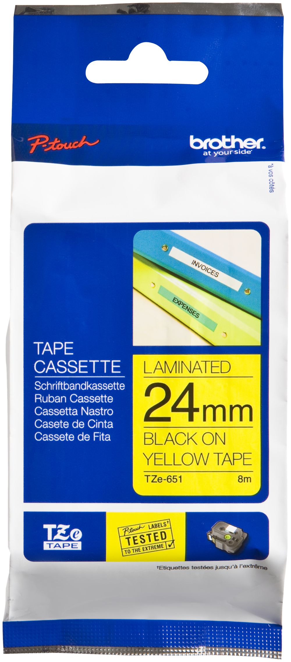 Schriftbandkassette Brother TZe-651 24mm×8m, gelb/schwarz