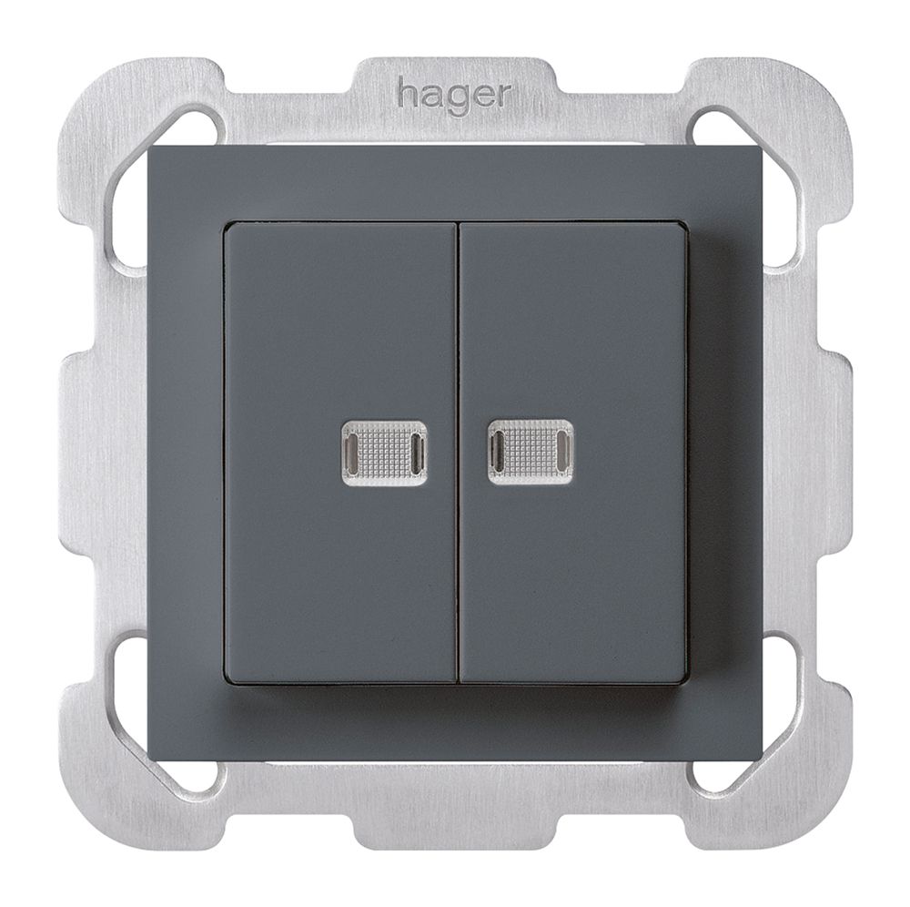 UP-Leuchttaster kallysto 2×A-R/1P mit 2 Linsen anthrazit mit Befestigungsplatte