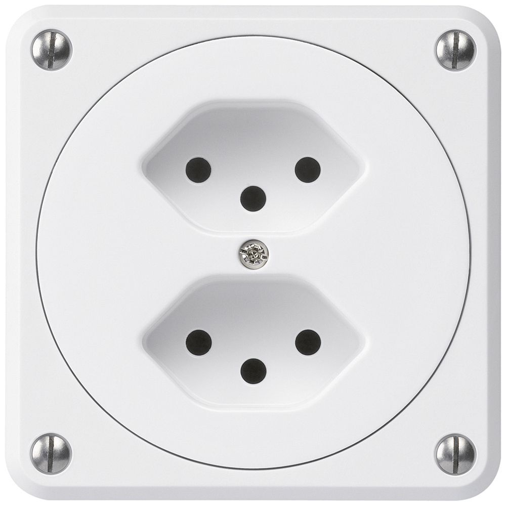 Presa INC robusto 2×tipo 13 bianco senza copercchio per combinazione