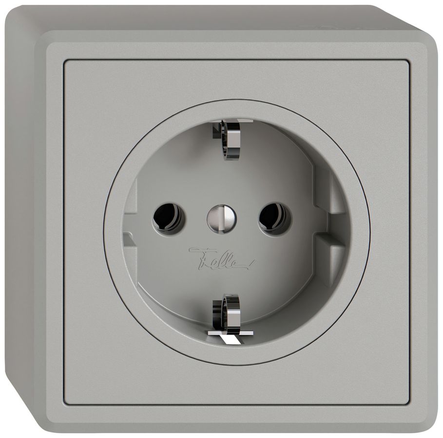 AP-Steckdose EDIZIO.liv SNAPFIX® SCHUKO 16A 230V 74×74mm hellgrau