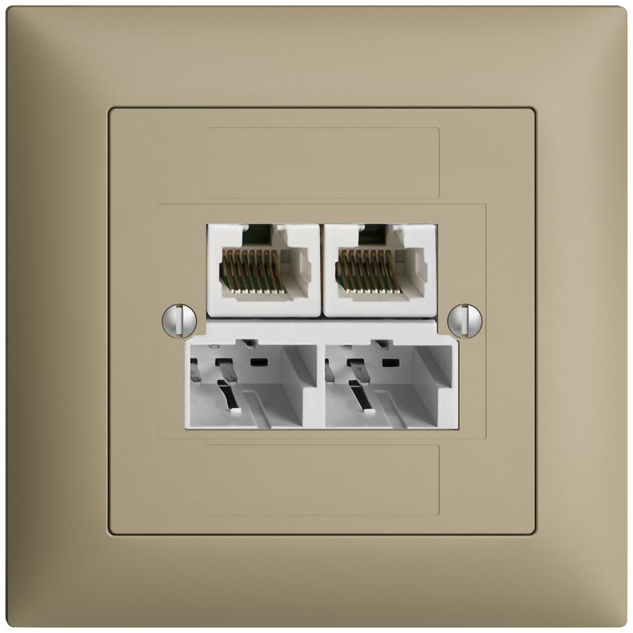 Scatola INC SOHO 2×TT/2×RJ45/u sep.ITplus EDIZIOdue sand