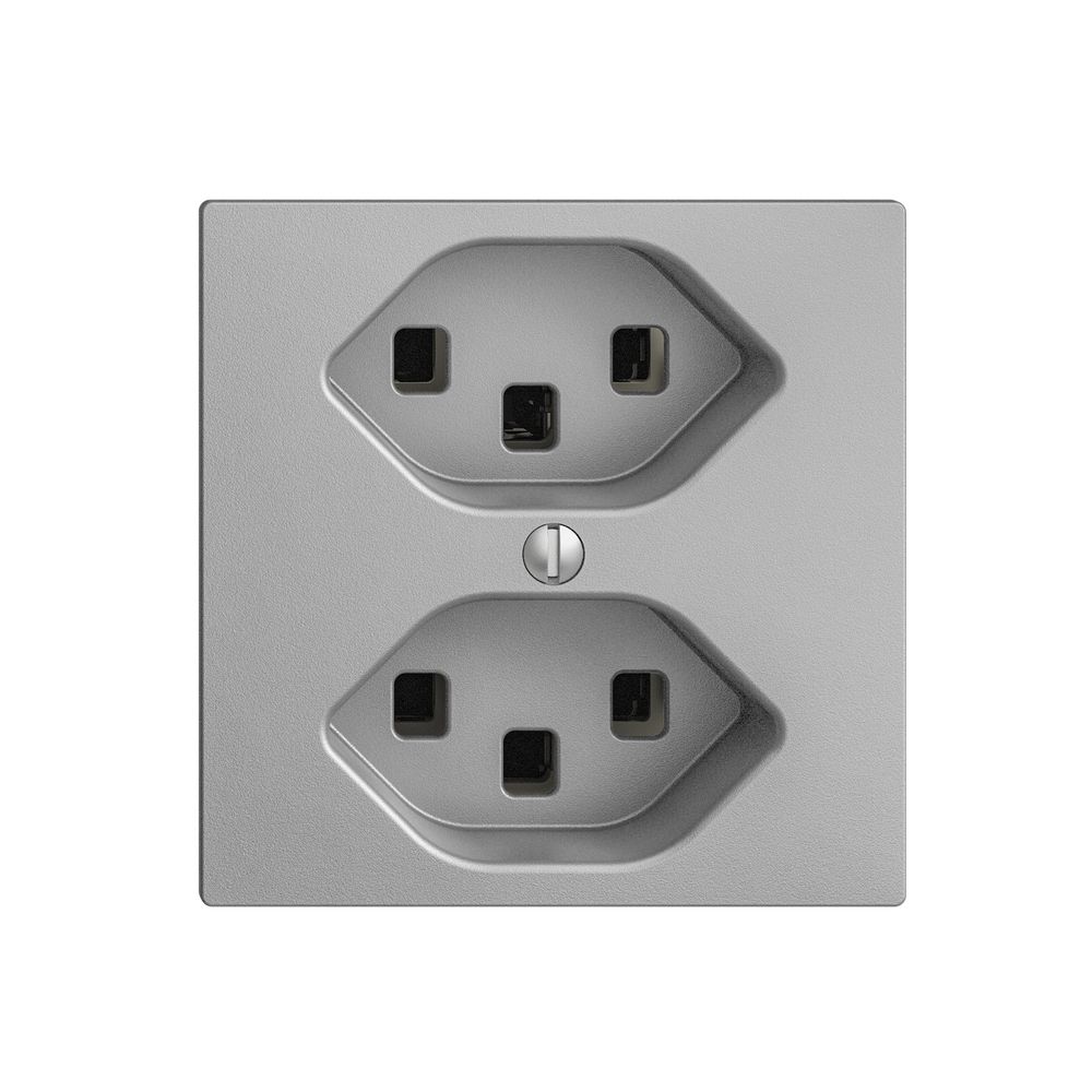 Steckdose EDIZIOdue 2×T23 silver 16A, mit Steckklemmen