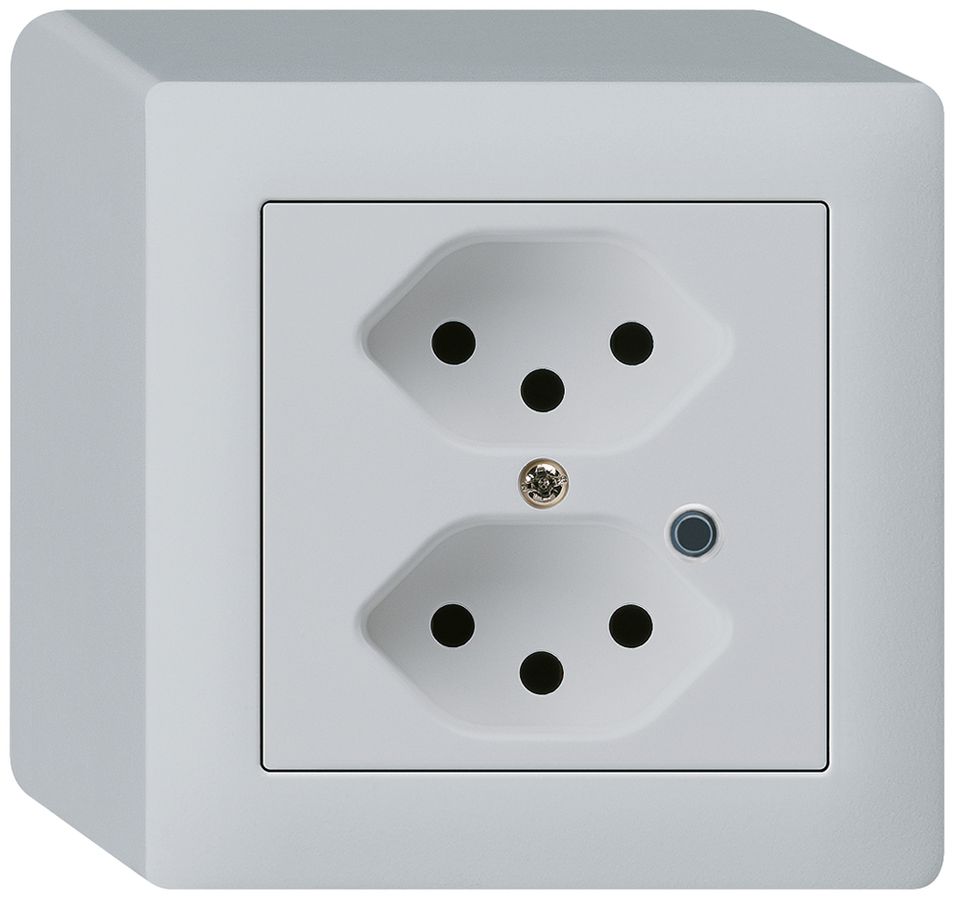 Presa AP Hager kallysto 2×T13 illuminato Q grigio chiaro