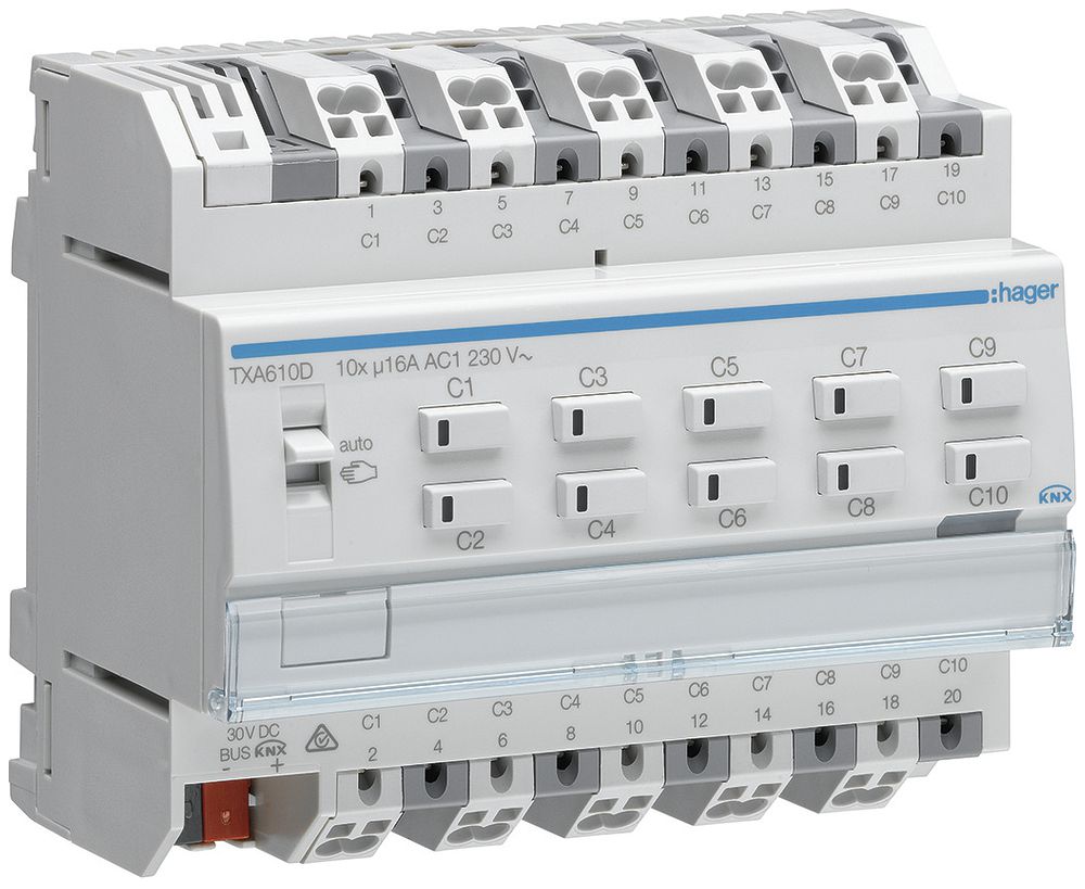 Modulo di uscita AMD KNX Hager easy 16A C carico decuplo