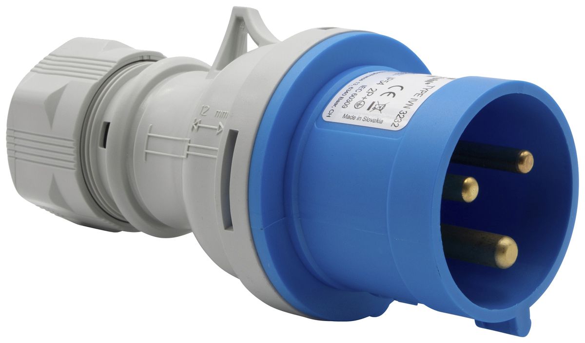 Fiche Brennenstuhl CEE 32A 2L+PE 230V 6h bleu Ø74×163mm IP44