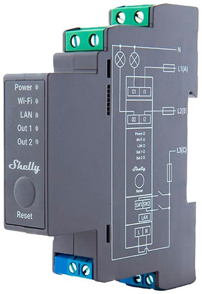 REG-RF-Schaltaktor Shelly Pro 2 Bt/Wi-Fi 2-Kan 110…240V 1TE