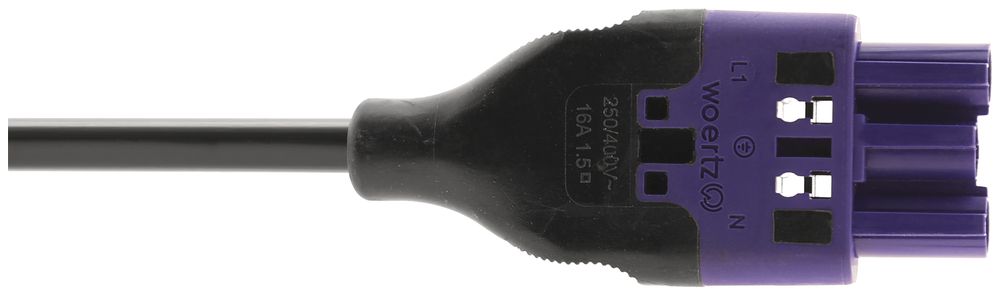 Anschlussleitung Woertz, Stecker 3L C1, 5m, halogenfrei, freies Ende, Cca