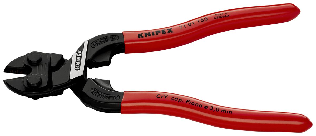 Kompakt-Bolzenschneider KNIPEX CoBolt, für Drahtseile bis Ø 4.4mm, 160mm schwarz