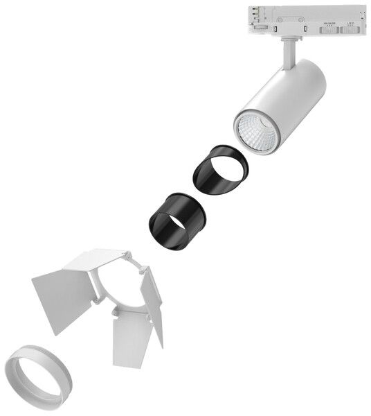 Spot LED DOTLUX SLIMtrack 30W 2577…3807lm 3000…4000K VAR AD3PH Ø75×171mm blanc