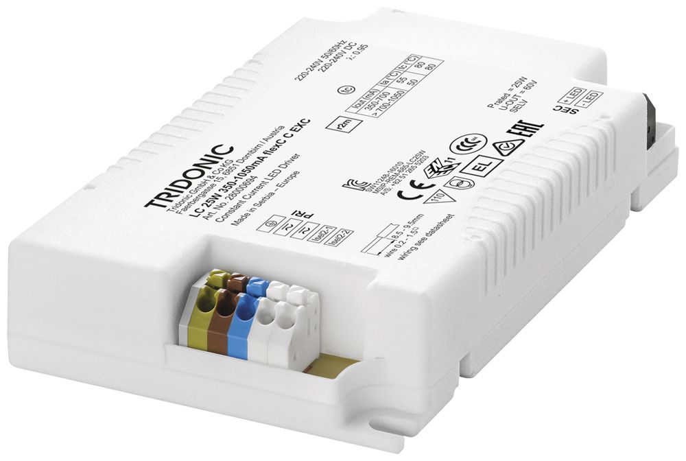 Alimentation LED Tridonic LC EXC 25W 20…50V 350…1050mA VAR 105×70×22mm