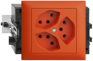 EB-Steckdose EDIZIOdue 3×T13 3×S 49…69mm orange