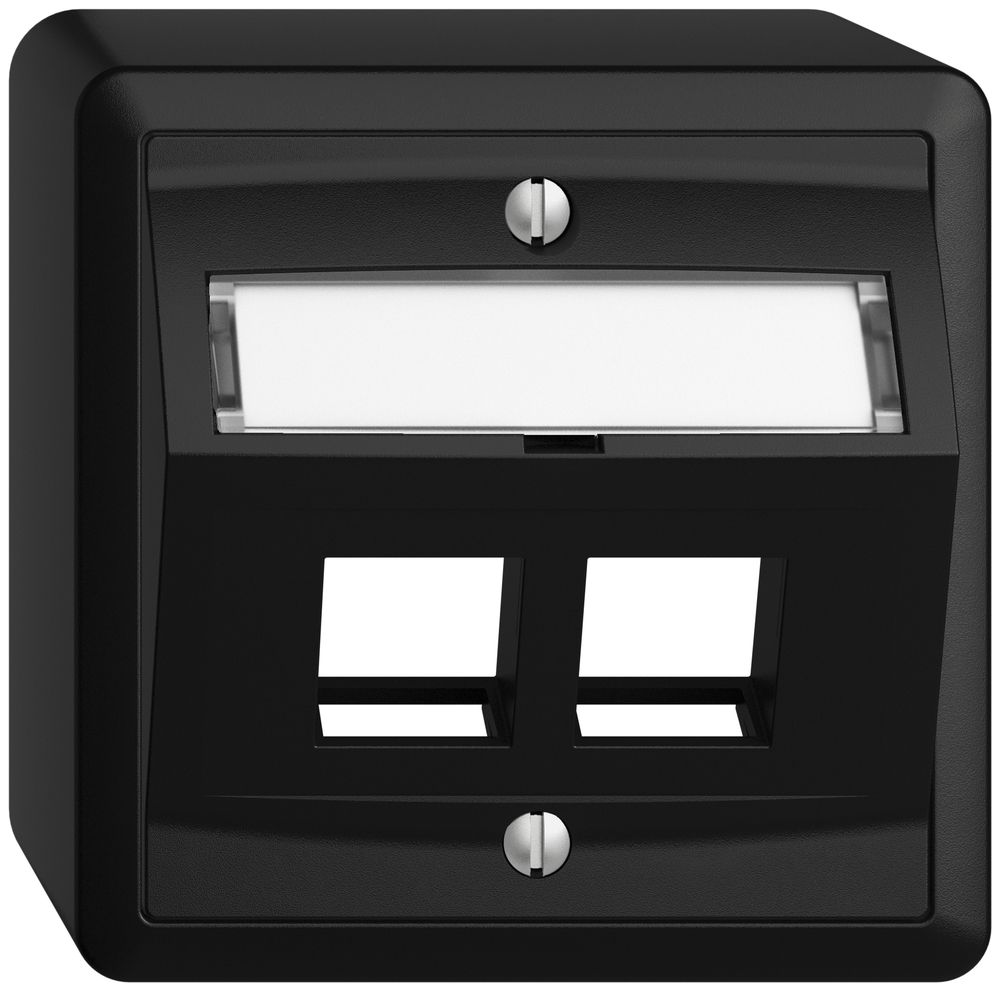 Kit de montage AP EDIZIOdue, avec capot de sortie oblique, pour 2×Keystone, noir