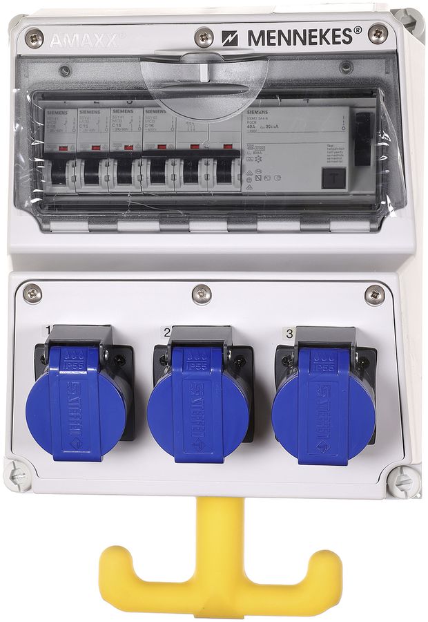 Stromverteiler Amaxx 40A 30mA 1×CEE16 3×T23 1×T25 2×RJ45 IP44 gu