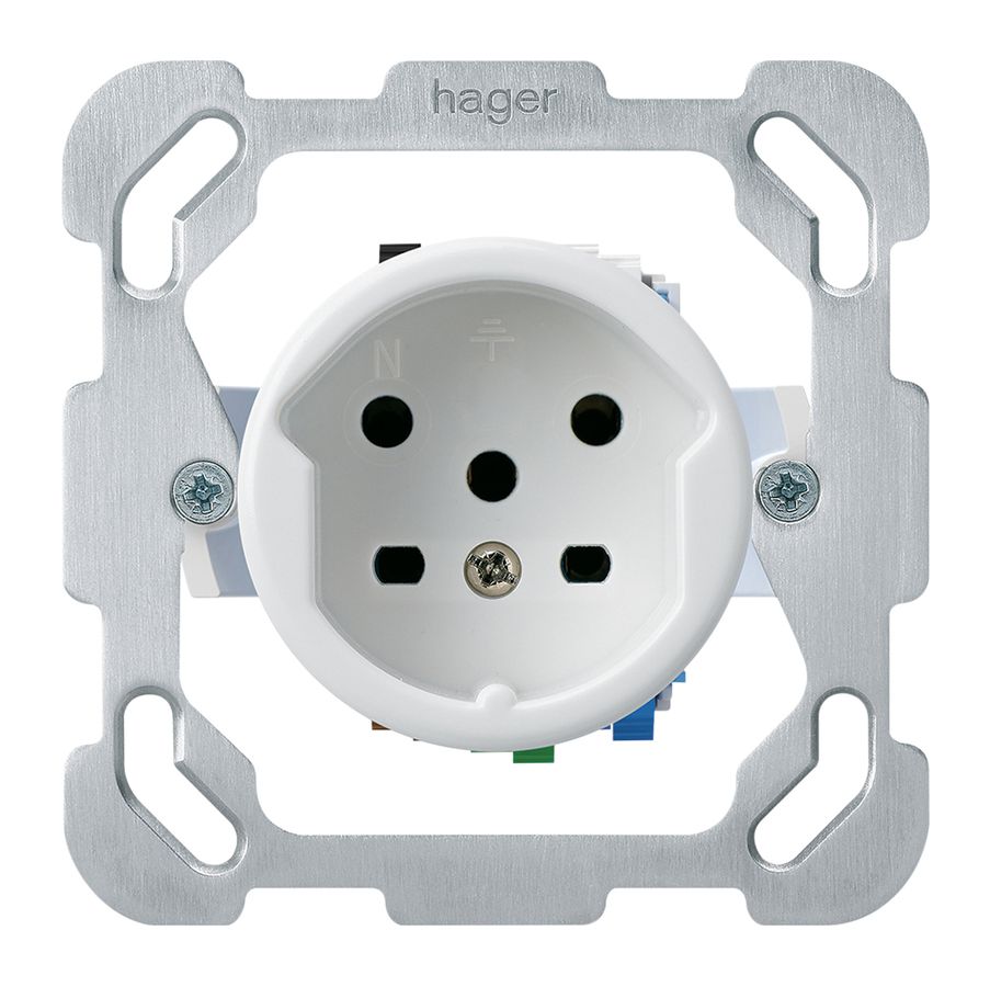 Einsatz zu UP-Steckdose basico T15 mit Befestigungsplatte weiss