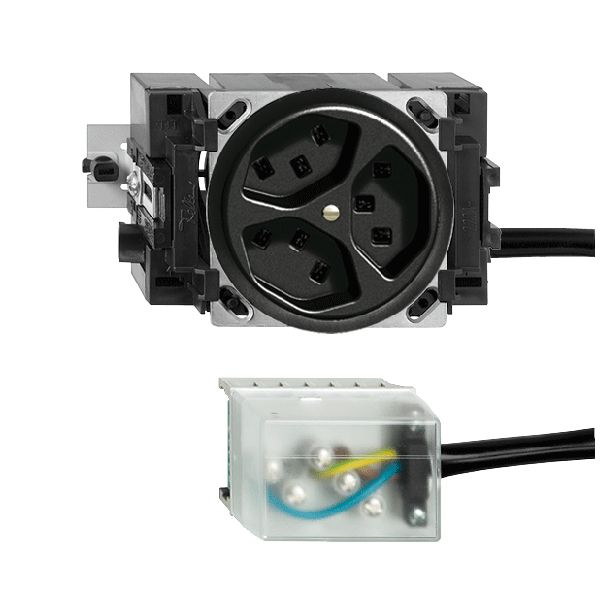 Presa INS 3×T23 16A nero 53mm L3 FH per Ecobus power