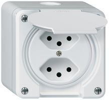 AP-Steckdose robusto 2×Typ 13 weiss