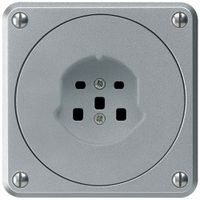 UP-Steckdose robusto Typ 25 aluminium ohne Klappdeckel für Kombination