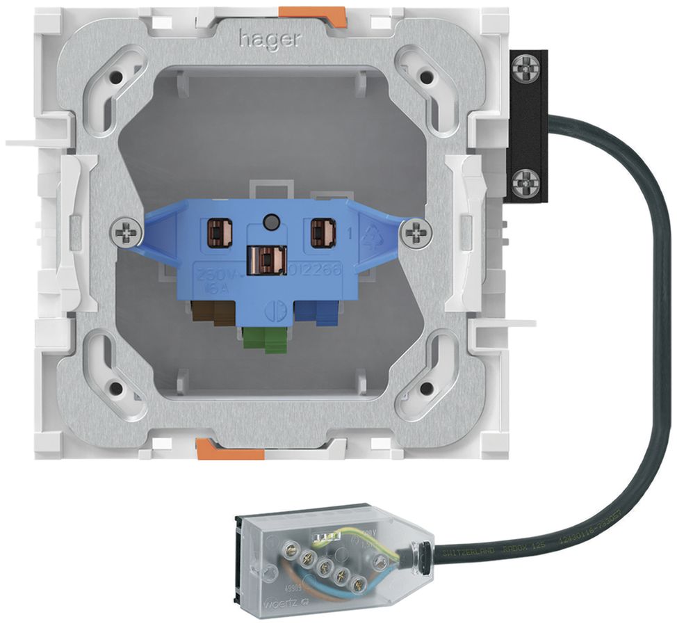 Prise INC 1×type 13/23, connexion câble plat Technofil, L3, Td 3×2.5mm²