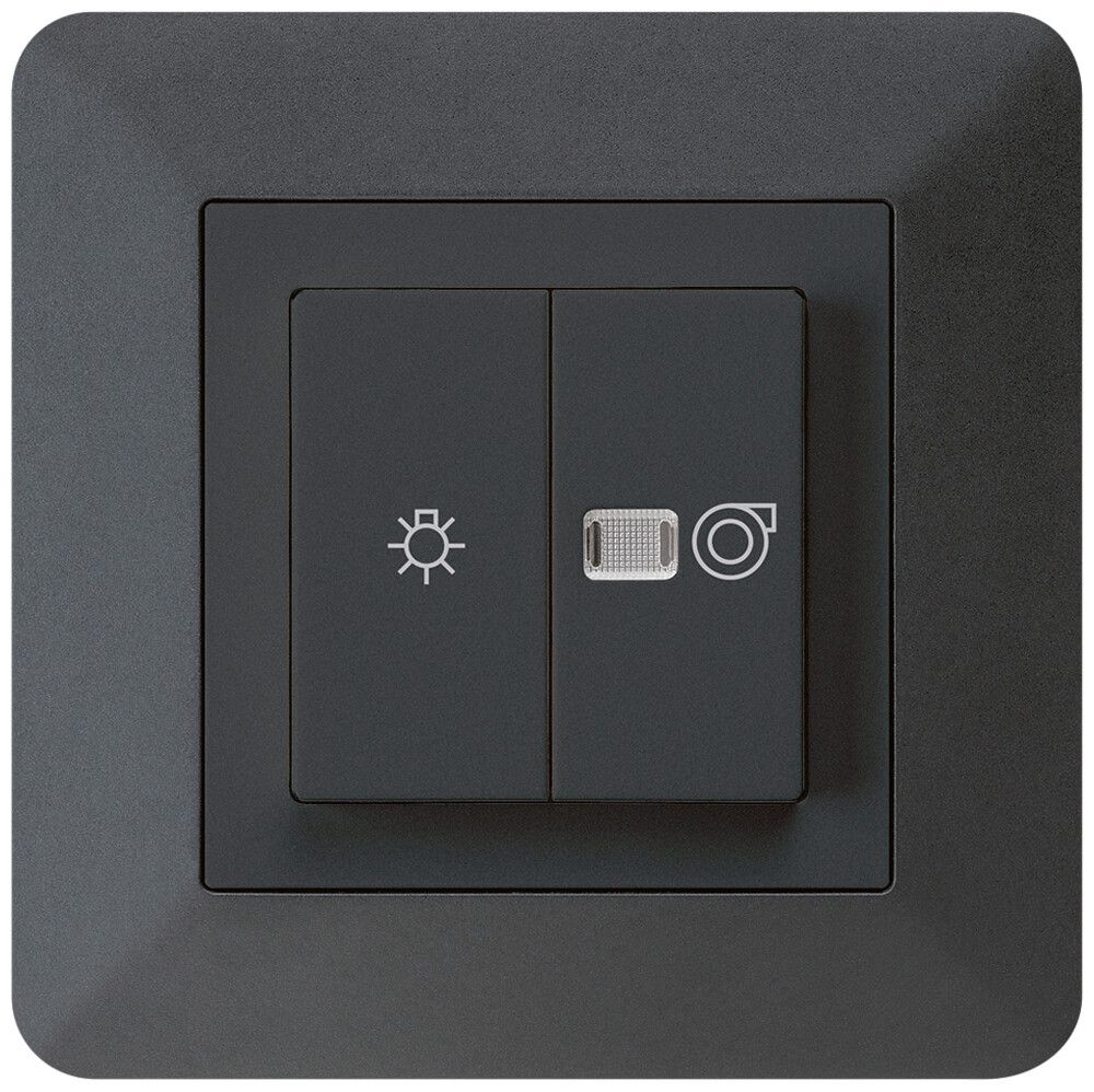 UP-Leuchtdruckschalter kallysto.trend schwarz 1/1L Symbolen Licht+Ventilation
