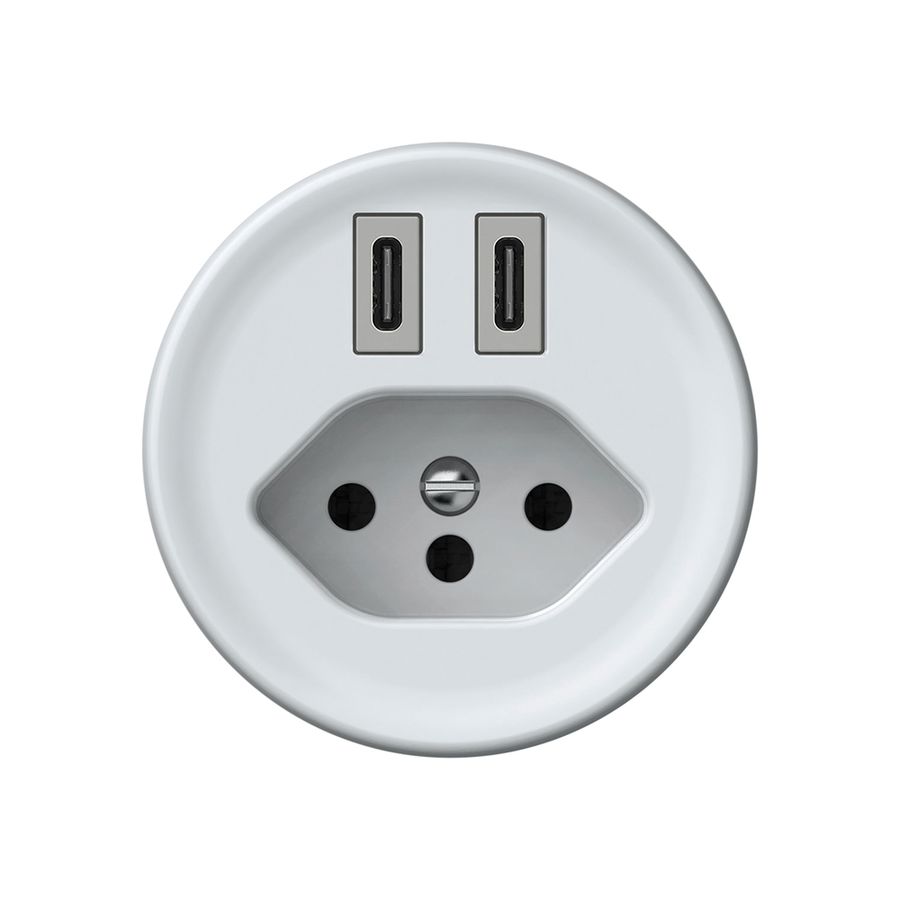 Presa di carica USB origin 2×USB-C 3000mA 5V con tipo 13 bianco