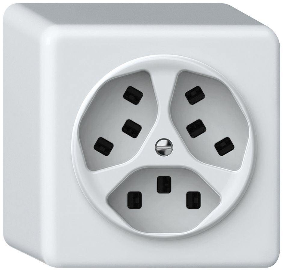 AP-Steckdose origin 3×Typ 23 16A 230V 88×88×54mm weiss