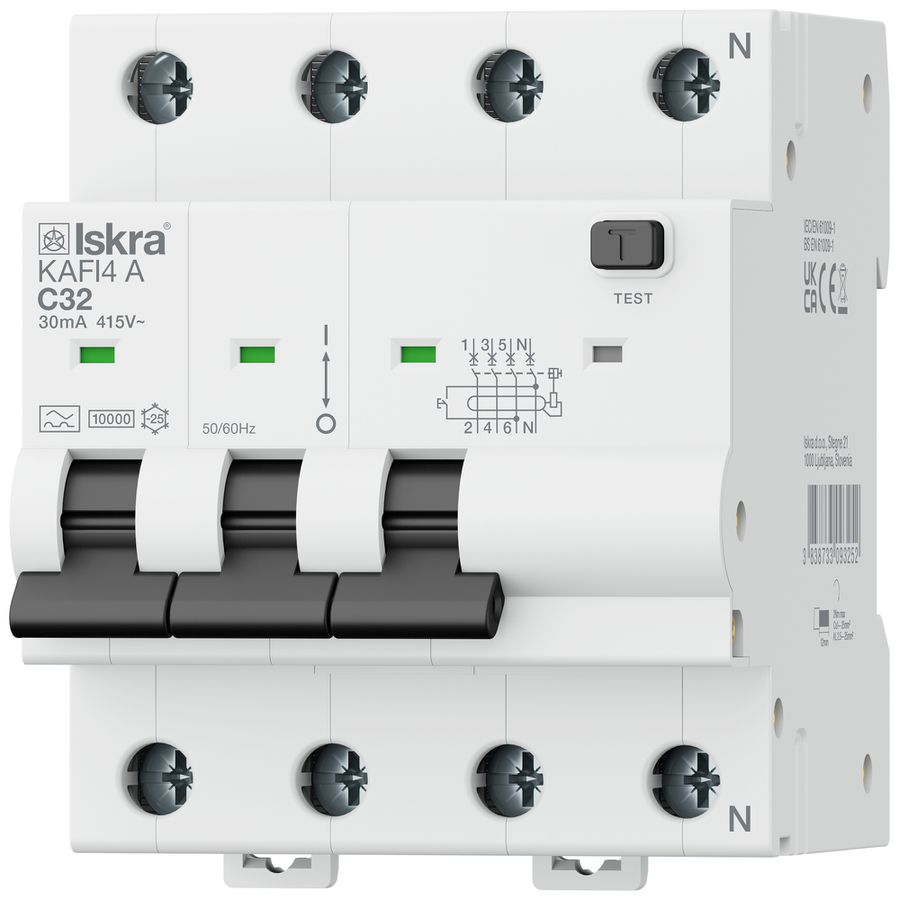 Disgiuntore differenziale ISKRA KAFI4 4P caratteristica C 32A 0.03A tipo A 4UM