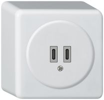 AP-USB-Ladesteckdose Hager basico C-C 20W 5V 86×86mm weiss
