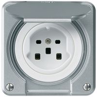 Steckdose HA robusto Typ 25 mit Steckklemmen mit Klappdeckel aluminium