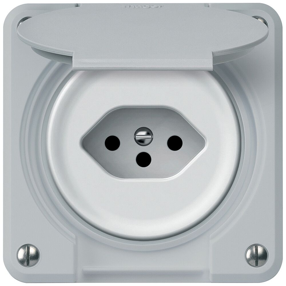 Steckdose robusto 1×T13 10A 250V 86×86mm IP21 grau