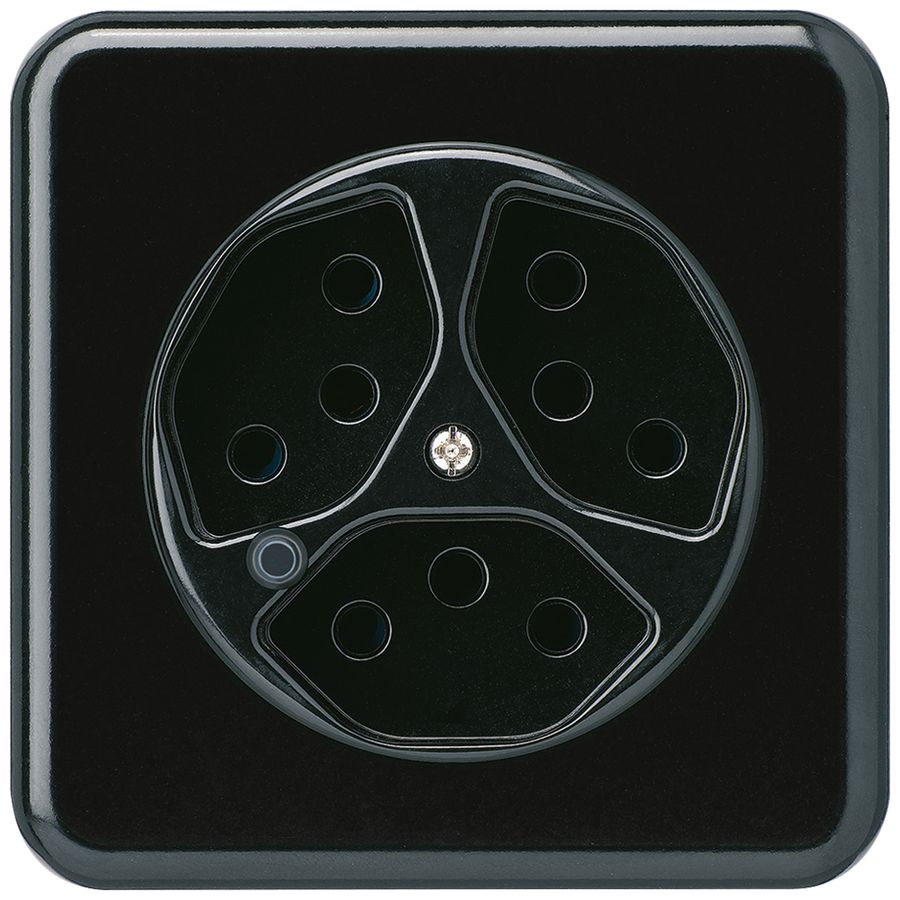 UP-Steckdose Hager basico 3×Typ 13 beleuchtet C schwarz