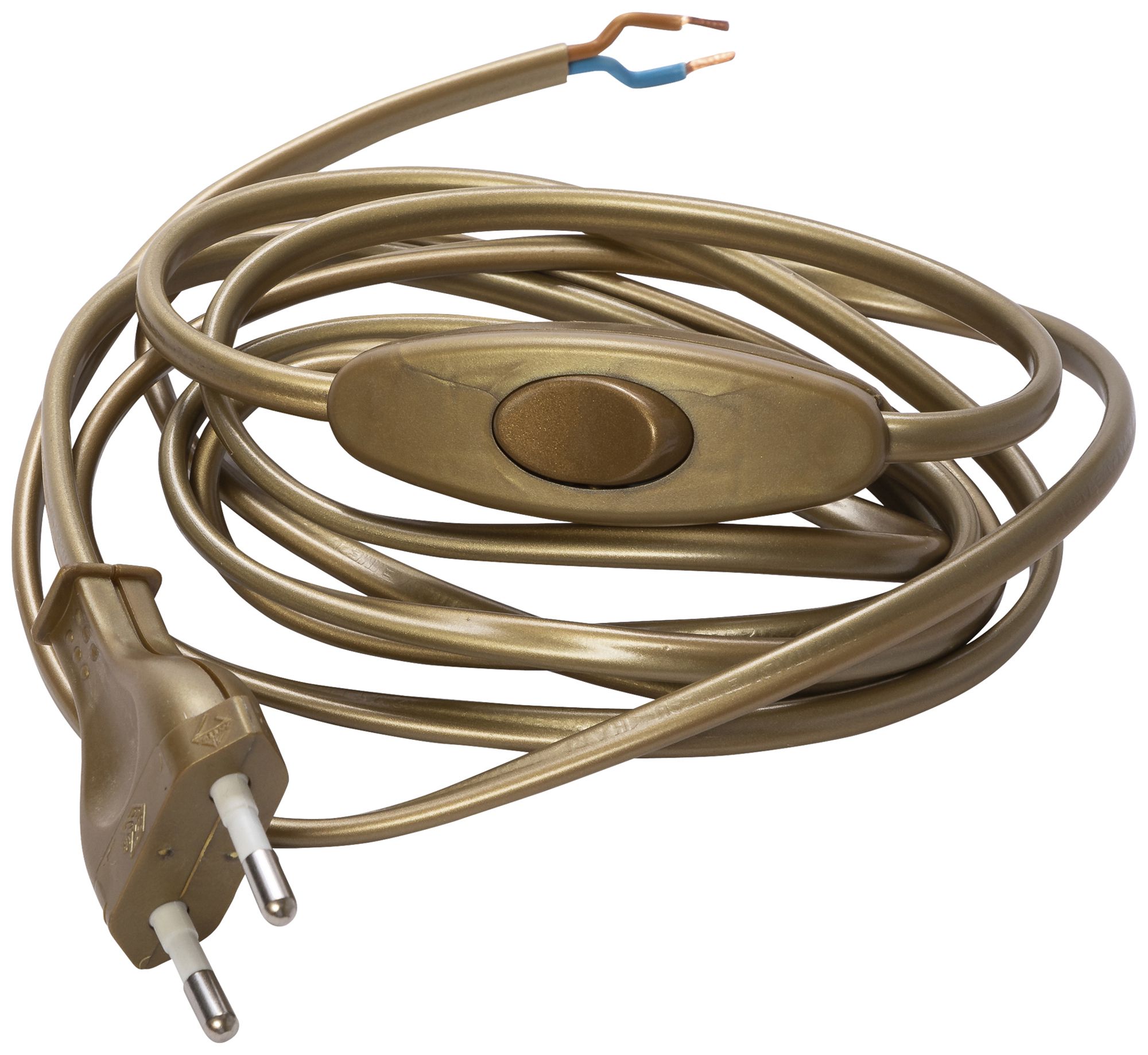 Câble de raccordement ELBRO PVC 2.5A 230V 2×0.75mm² fiche T11 interrupt.2m or