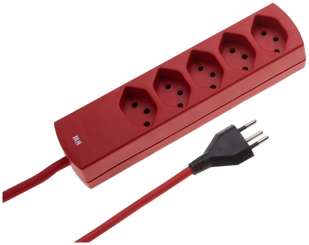 Steckdosenleiste MaxTex 2m 5×T13 rot