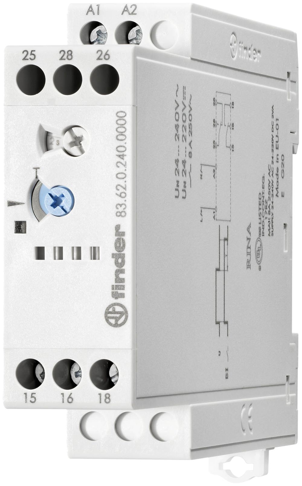 EB-Zeitrelais Finder 83.62, 2W 8A 24…240VAC/DC Rückfallverzögerung 180s
