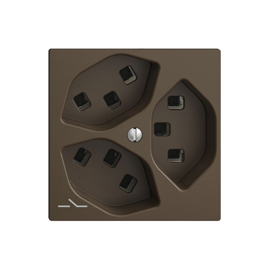 Steckdose 3×T23 Feller EDIZIOdue F, 1×getrennt, Steckklemmen, coffee