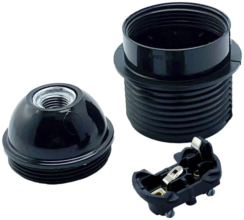 Lampenfassung Elektrogros E27 Thermoplast, Gewindemantel, Bördel, schwarz