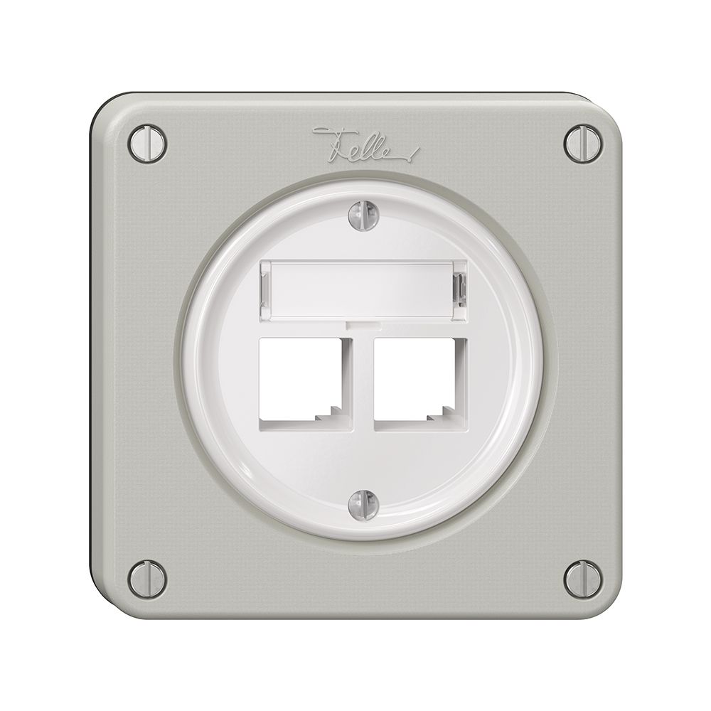 Kit de montage Feller S-One EASYNET, pour 2×RJ45, profondeur 28 mm, gris clair