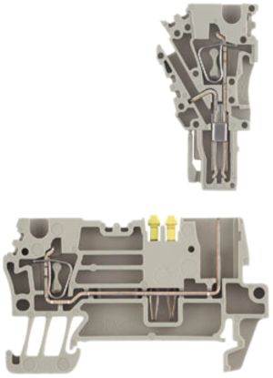 Borne de passage Weidmüller ZT 2.5/2AN/1 connexion à ressort 2.5mm² TS35 beige